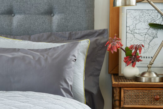 200 Thread Count 100% Cotton Oxford Pillowcase - Grey & Duck Egg