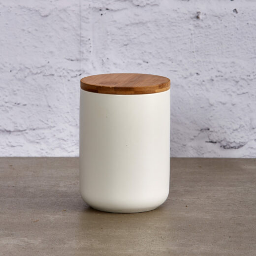 White Ceramic Cannisters with Bamboo Lid 4