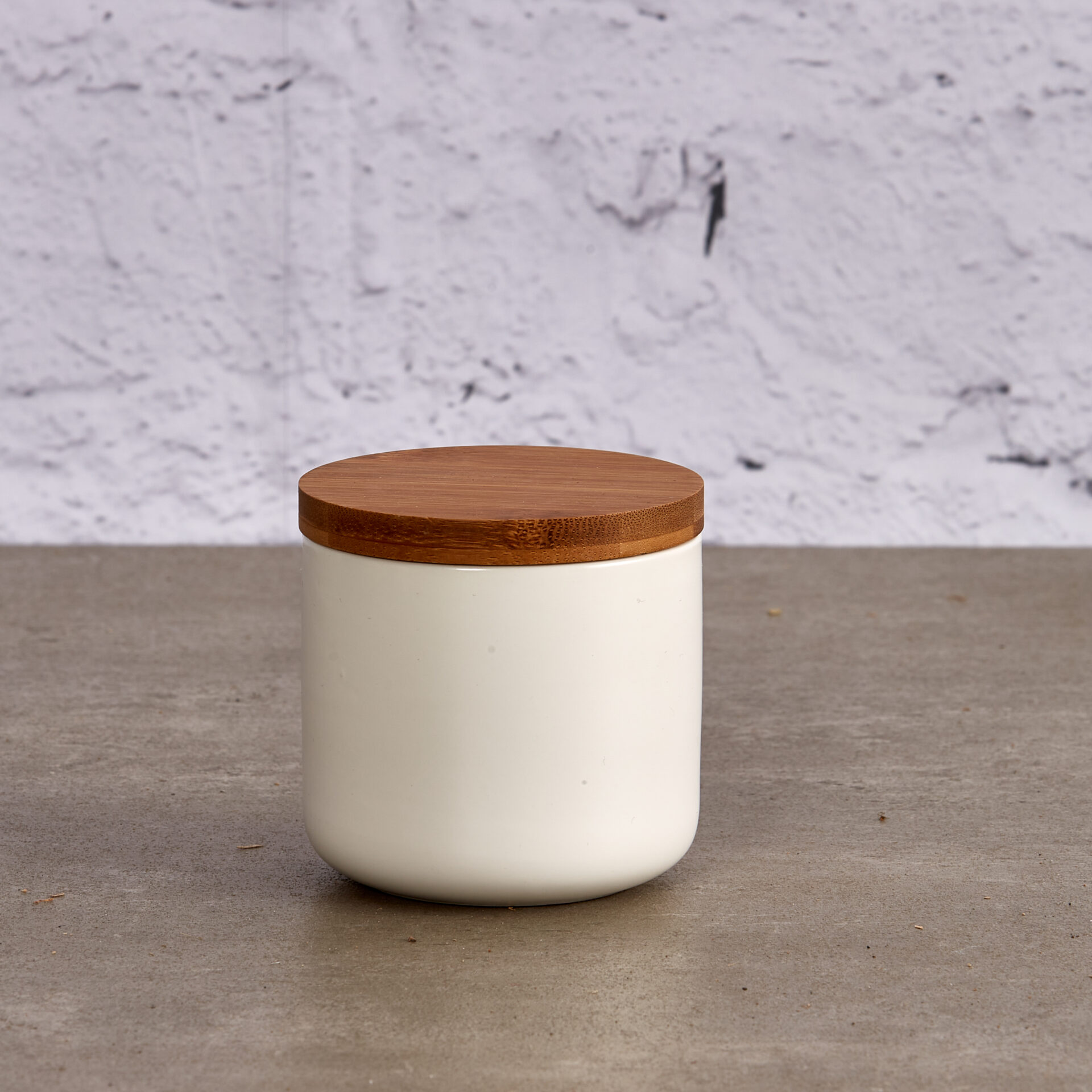 White Ceramic Cannisters With Bamboo Lid | Room Service