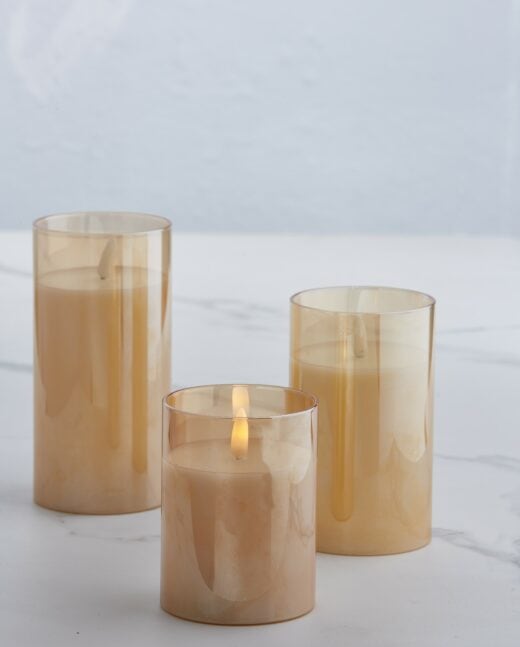 Flameless Candles in Glass Hurricane 2