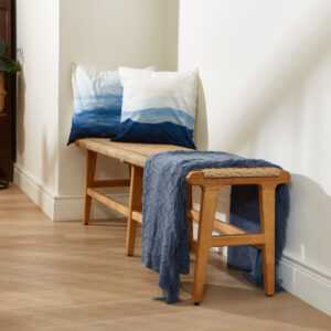 Sea Scape Scatter Cushions and a blue throw