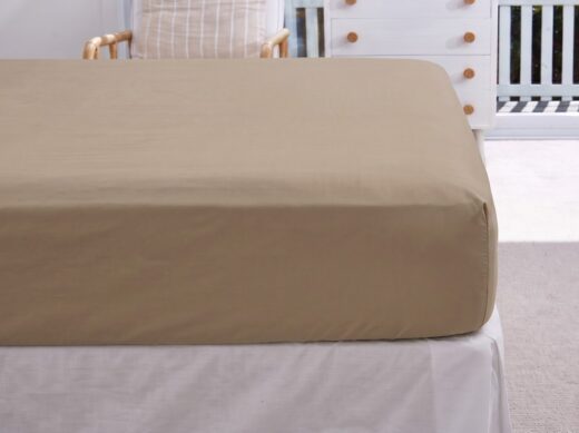 200 Thread Count Percale 100% Cotton Fitted Sheets - Stone & Grey