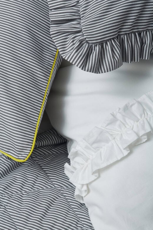 Grey Pinstripe Pillowcases with Contrast Piping Detail 9 Grey Pinstripe Pillowcases with Contrast Piping Detail