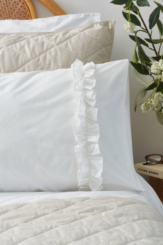 Ruffle Detail Pillowcases - 100% Cotton White 5 Ruffle Detail Pillowcases - 100% Cotton White