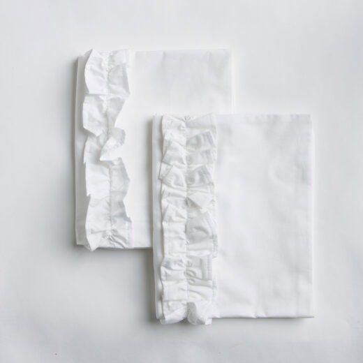 Ruffle Detail Pillowcases - 100% Cotton White 8 Ruffle Detail Pillowcases - 100% Cotton White