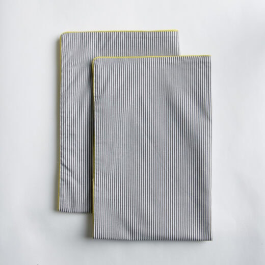 Grey Pinstripe Pillowcases with Contrast Piping Detail 10 Grey Pinstripe Pillowcases with Contrast Piping Detail