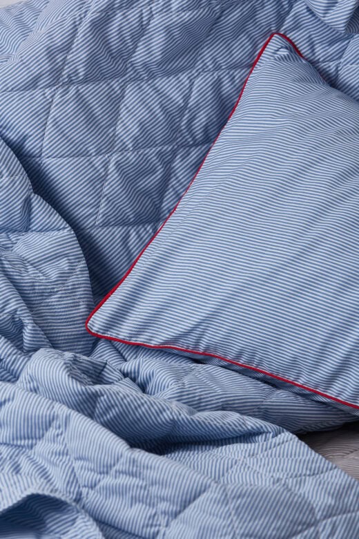 Blue & White Pinstripe Pillowcases with Red Piping 5 Blue & White Pinstripe Pillowcases with Red Piping
