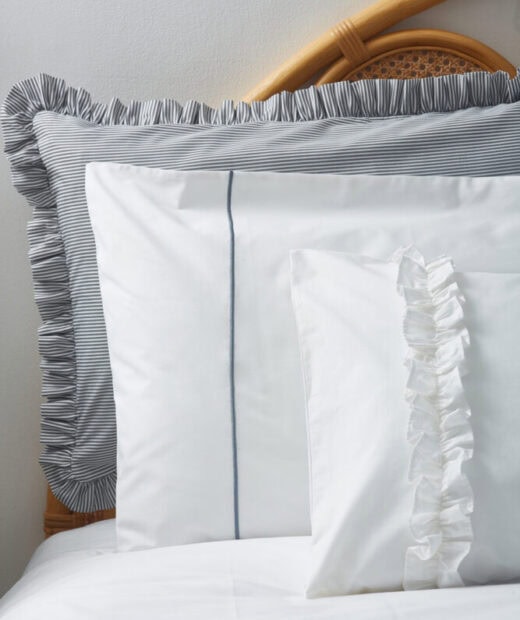 Pinstripe Pillowcases with Frill Detail
