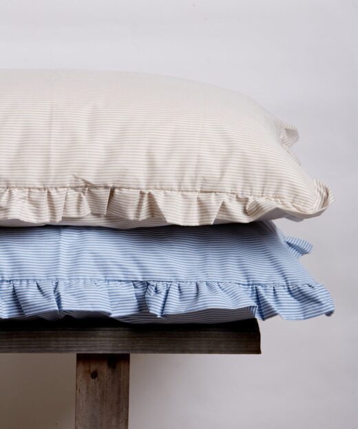 Pinstripe Pillowcases with Frill Detail