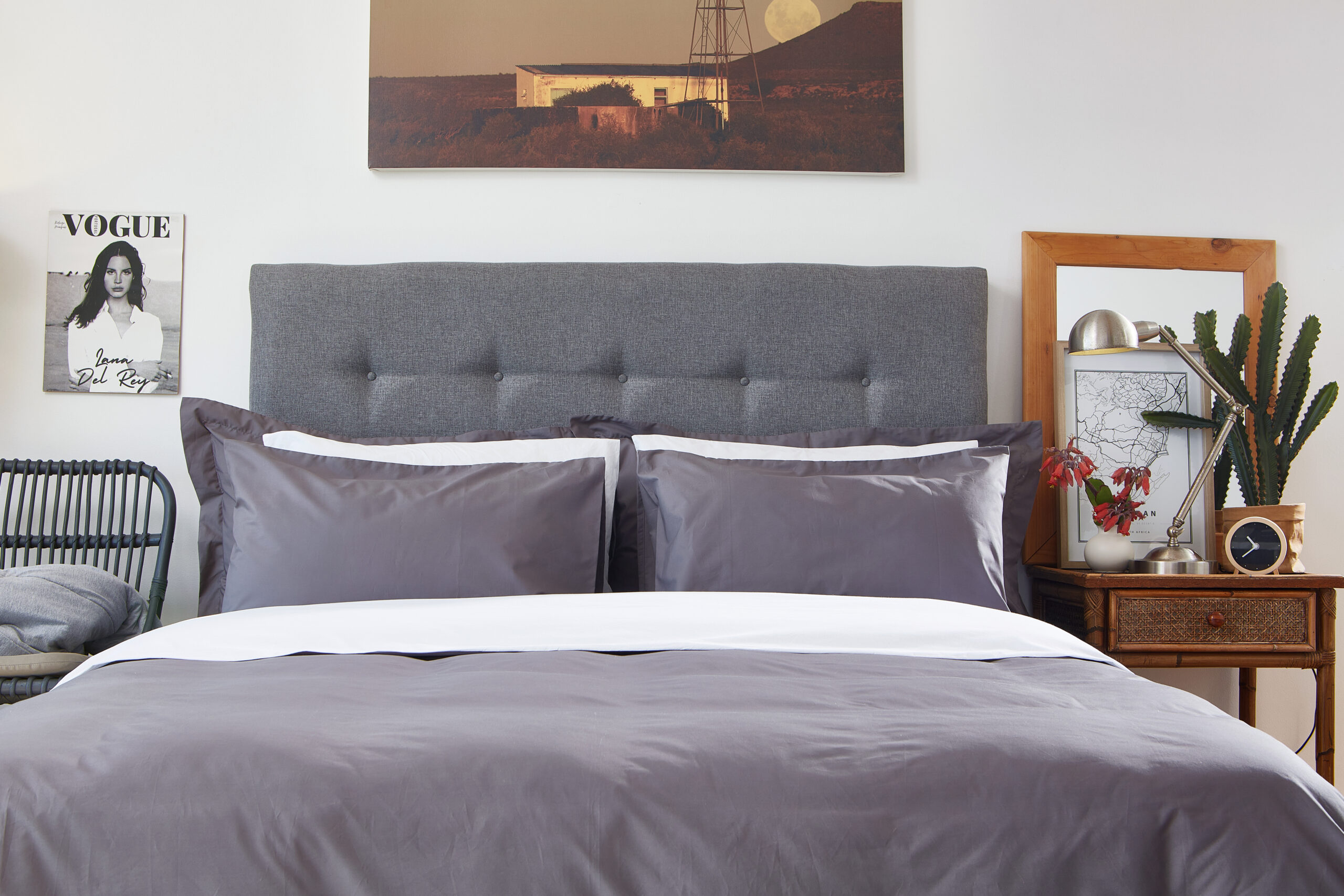200 Thread Count 100% Cotton Percale Duvet Cover Set - Grey & Duck Egg 1 200 Thread Count 100% Cotton Percale Duvet Cover Set - Grey & Duck Egg